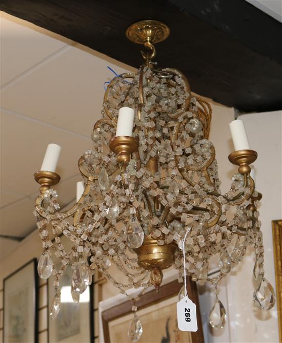 A French gilt metal and glass chandelier